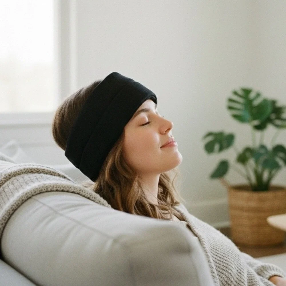 Headache Hat‎ Wearable Ice Pack Migraine Relief Standard Black Polyester Blend